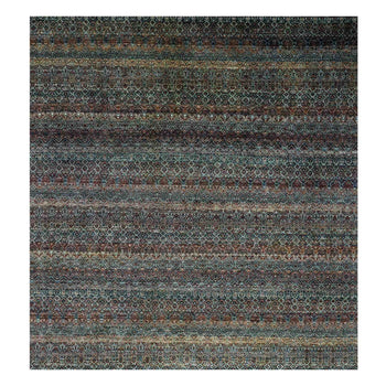 10'X10' Brown Hand Knotted Kohinoor Herrita Design Plush Wool Square Rug