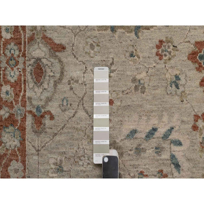 2'2"X3'1" Beige Broken Pattern Oushak Design Hand Knotted Wool Sample Rug