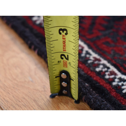 3'8"X8' Red Vintage Zoroastrian Balooch Wool Hand Knotted Wide Runner Rug