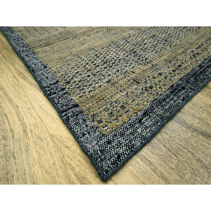 10'X14' Brown & Black Grass Design Hand Knotted Pure Wool Oriental Rug