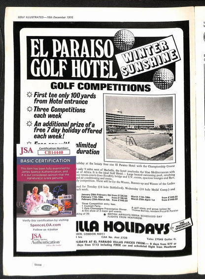 Jack Nicklaus Autographed 12/16/1976 British Golf Illustrated Magazine Jsa 94941