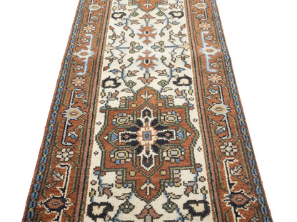 Oversized Heriz Serapi Floral Runner Hand-Knotted