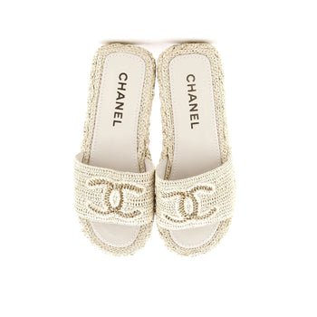 Chanel Women'S Cc Slide Mules Woven Raffia