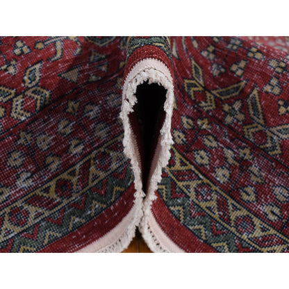 6'1"X9' Vermilion Red, Vintage Look Mamluk, Worn Wool Hand Knotted Rug