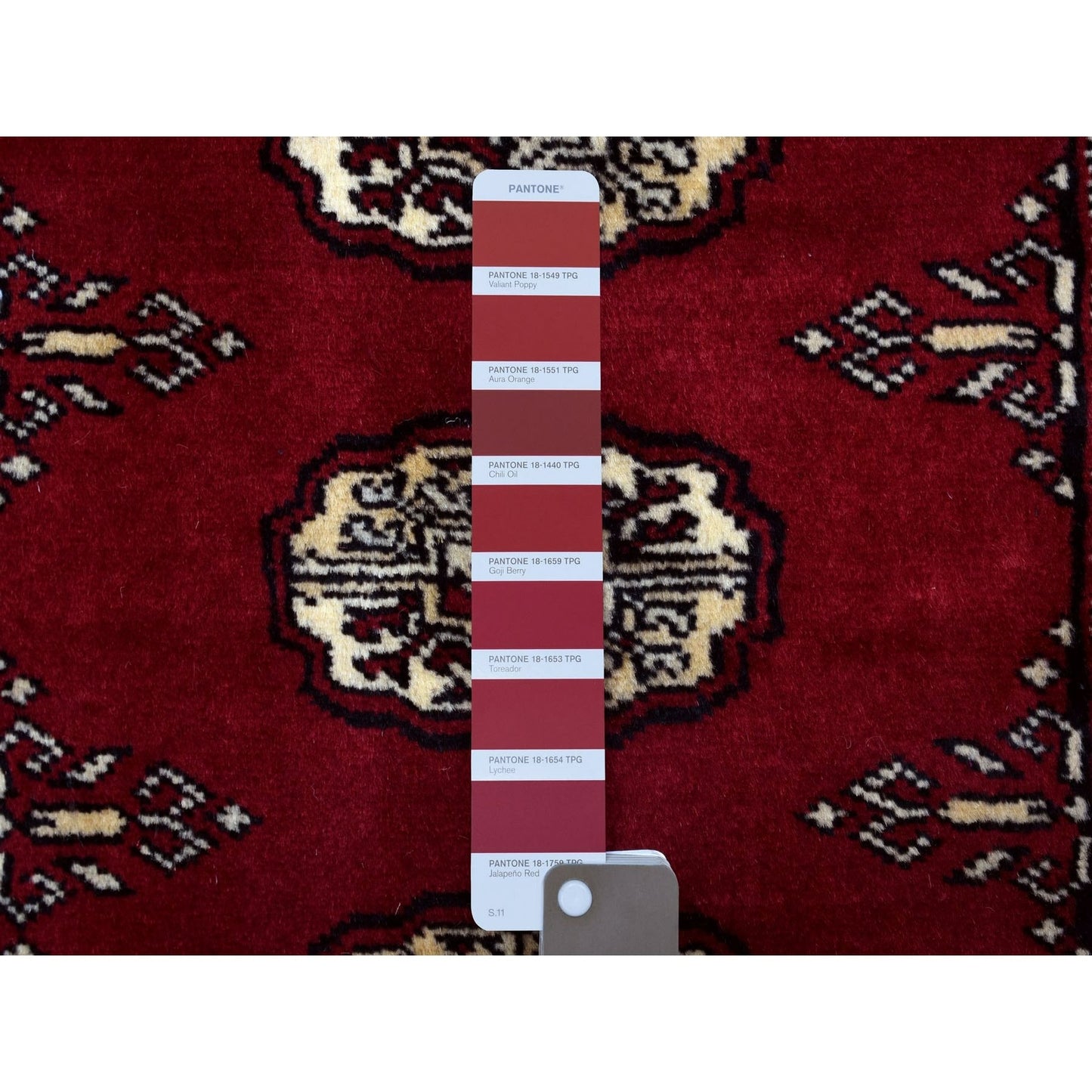 2'6"X3'9" Hand Knotted Mori Bokara Deep Red Pure Wool Oriental Rug