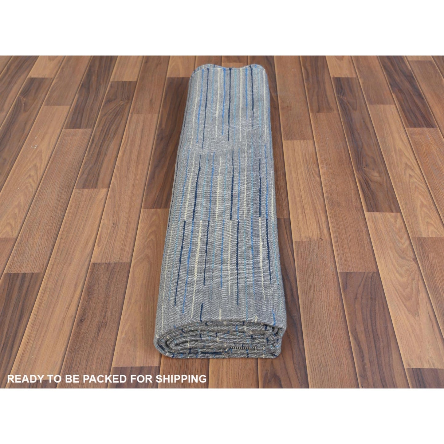 6'1"X9'1" Hand Woven Flat Weave Kilim Organic Nomadic Stripe Design Rug