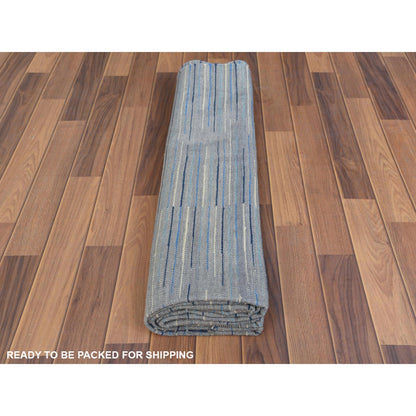 6'1"X9'1" Hand Woven Flat Weave Kilim Organic Nomadic Stripe Design Rug