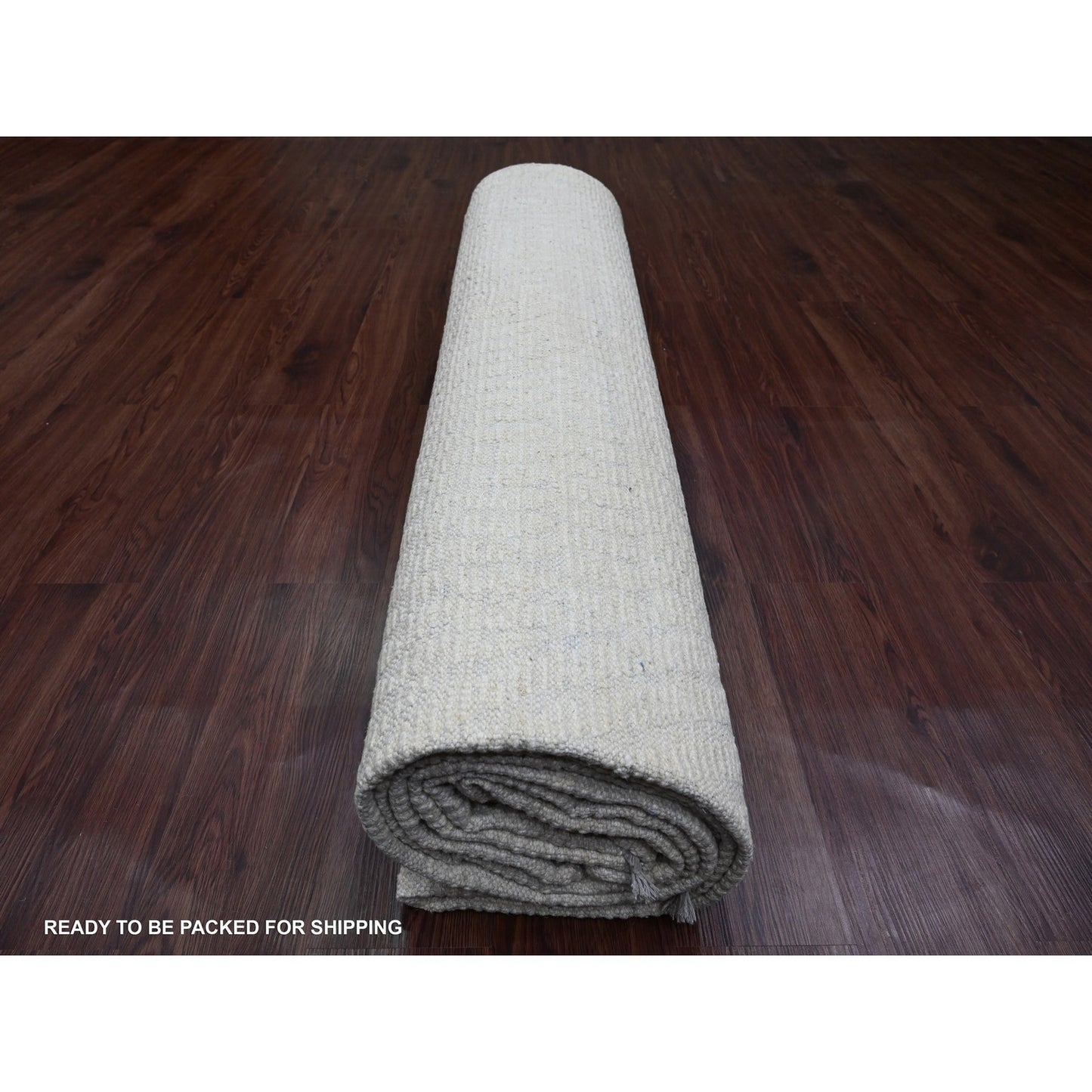 9'10"X14'1" White Moroccan Weave Diamond Pattern Hand Knotted Wool Rug