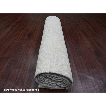 9'10"X14'1" White Moroccan Weave Diamond Pattern Hand Knotted Wool Rug