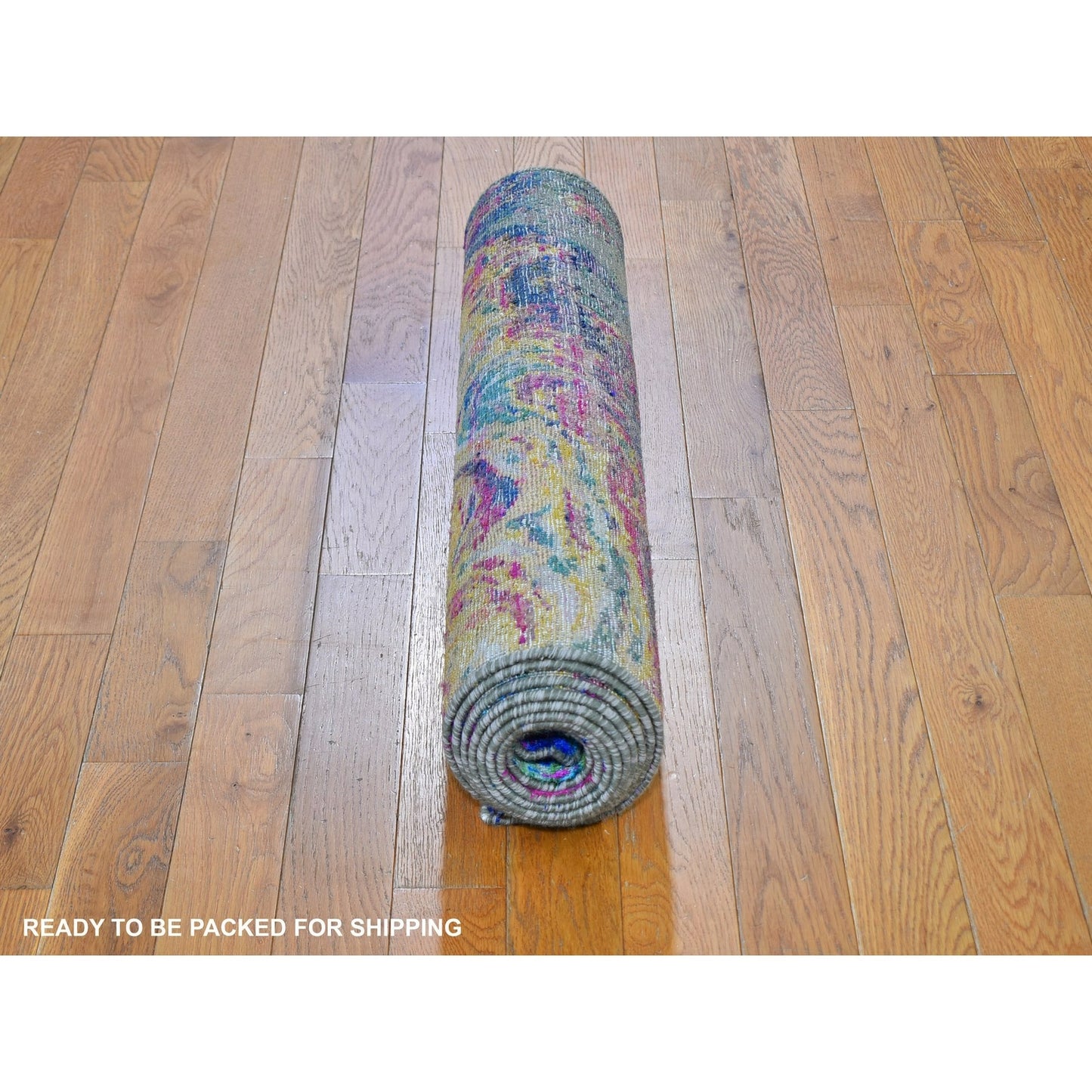 3'X10' Silk With Text Wool The Lava Design Wide Runner Hand Knotted Rug