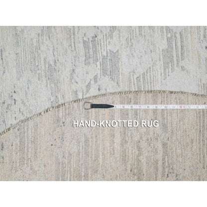 6'X6' Gray Modern Undyed Natural Wool Hand Knotted Round Oriental Rug