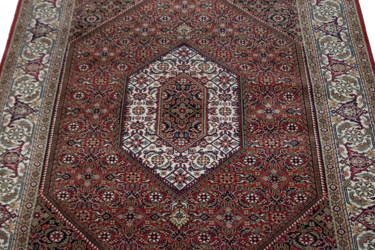 Handmade 4x6 Wool Indo-Bidjar Rug Floral Geometric Oriental Carpet