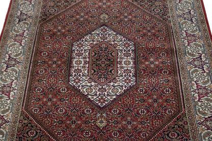 Handmade 4x6 Wool Indo-Bidjar Rug Floral Geometric Oriental Carpet