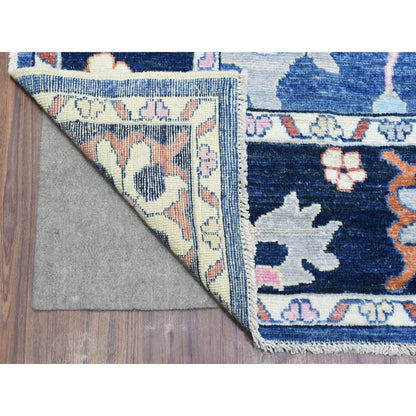 8'2"X10' Denim Blue Hand Knotted Afghan Angora Oushak Pure Wool Rug