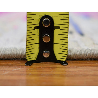 2'X2' Erased Horizontal Line Design ,Sari Silk With Tex Wool Rug