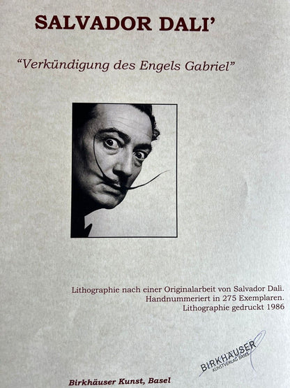 Salvador Dal Lithograph ' Angelo Gabriele ' Coa Signed Numbered Limited Edition