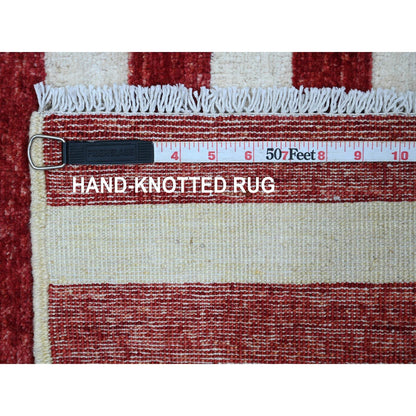 2'5"X4' Red Wall Hanging American Flag Hand Knotted All Wool Peshawar Rug