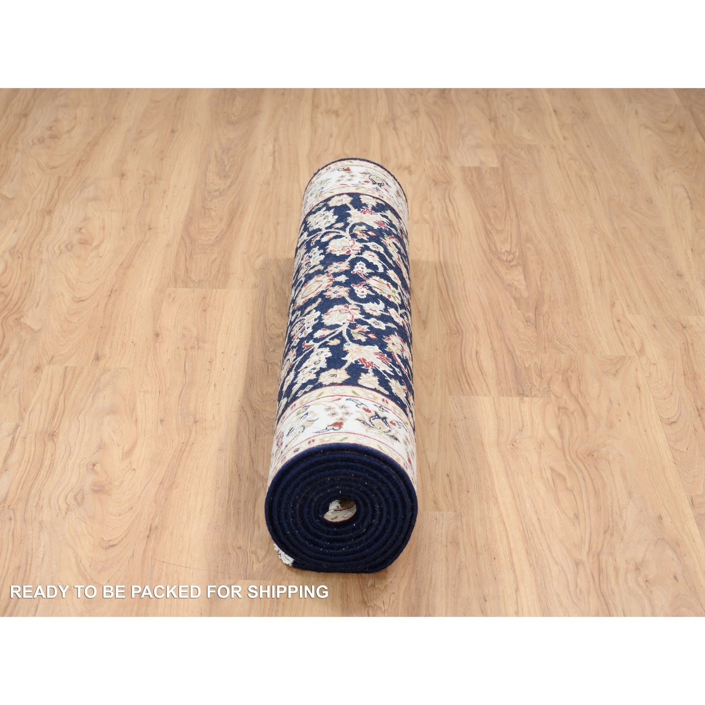 2'8"X9'10" Midnight Blue Pure Wool Hand Knotted Nain Fine Runner Rug