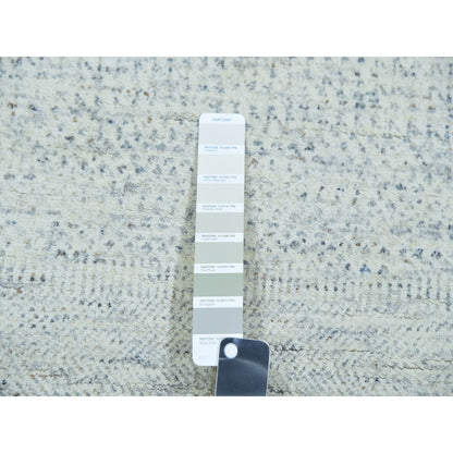 2'6"X8'1" Mindful Gray Undyed Wool Hand Knotted Grass Design Runner Rug