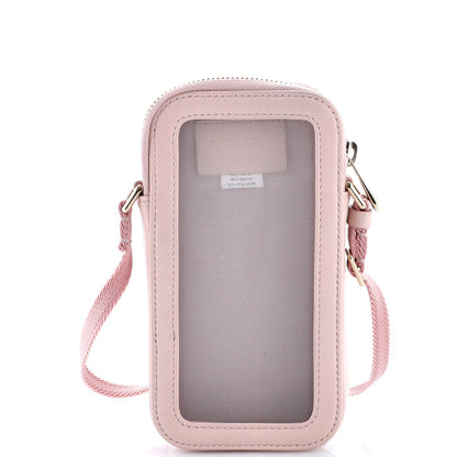 Christian Dior Zip Phone Holder Crossbody Bag Printed Canvas And Leather