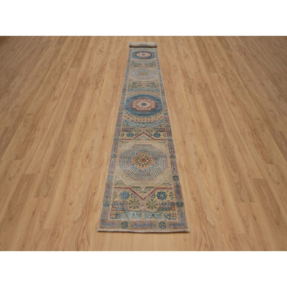 2'8"X19'10" Brown Rug Mamluk Design Hand Knotted Wool And Silk Xl Runner