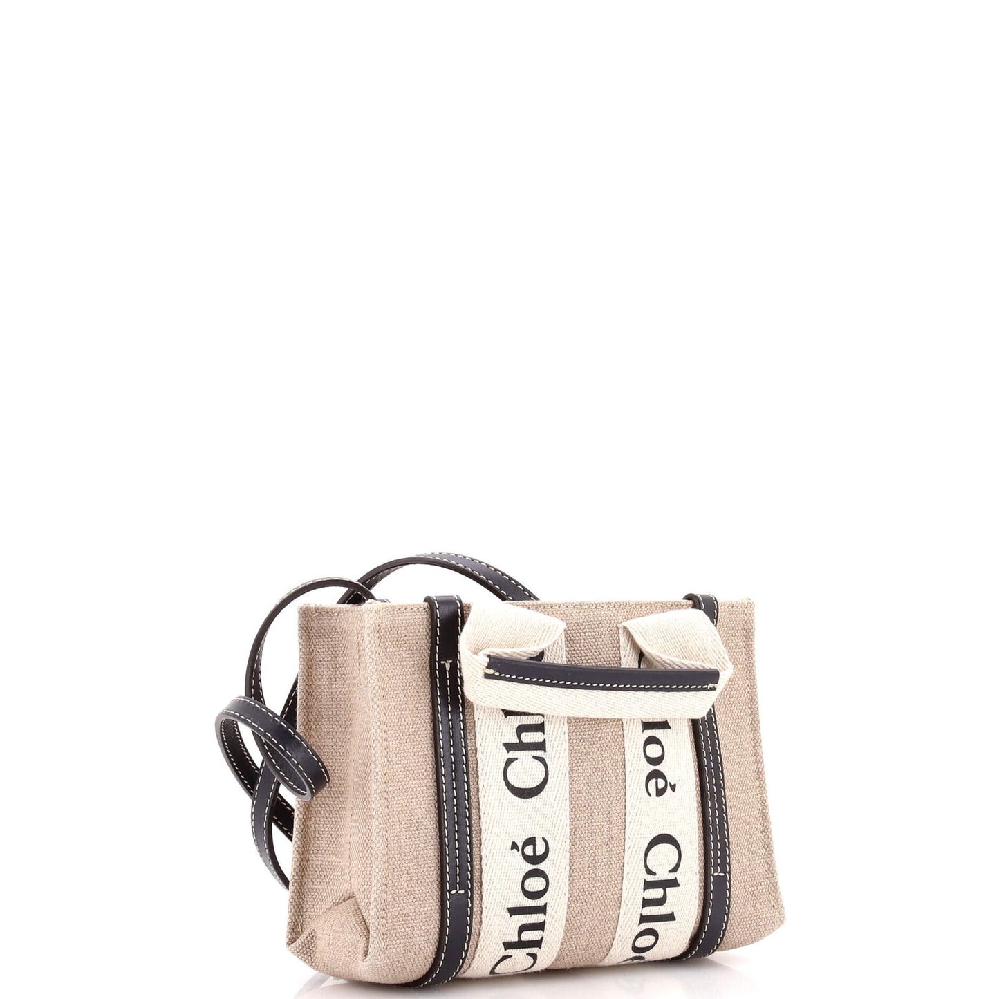 Chloe Woody Convertible Tote Canvas With Leather Mini