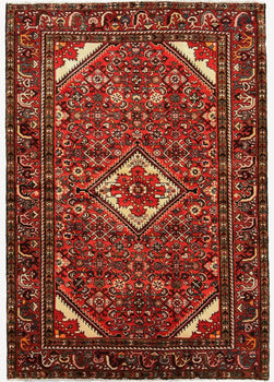 Vintage Wool Oriental Rug Red Tribal Floral Foyer