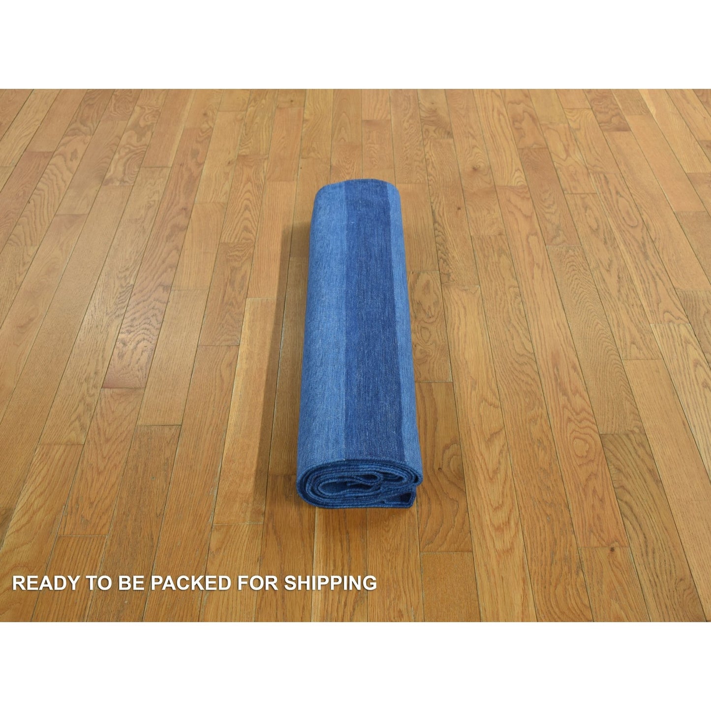 6'X9'3" Blue Pure Cotton Durie Kilim Flat Weave Hand Woven Reversible Rug