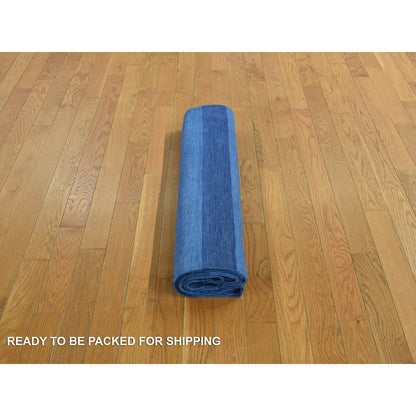 6'X9'3" Blue Pure Cotton Durie Kilim Flat Weave Hand Woven Reversible Rug