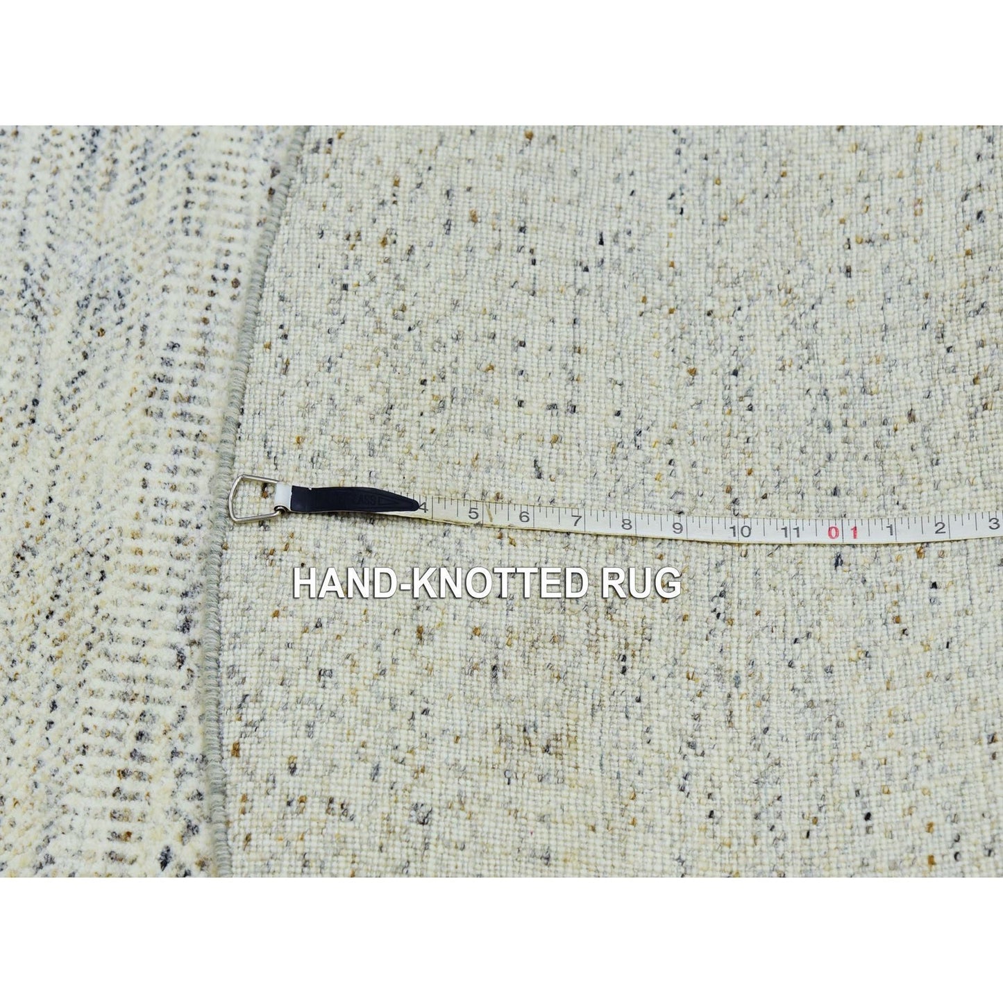 6'X6' Wickham Gray Hand Knotted Grass Design Modern Undyed Wool Round Rug