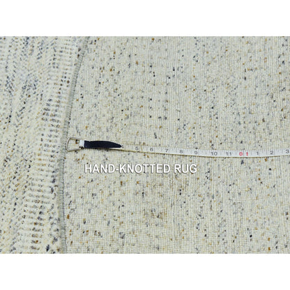 6'X6' Wickham Gray Hand Knotted Grass Design Modern Undyed Wool Round Rug