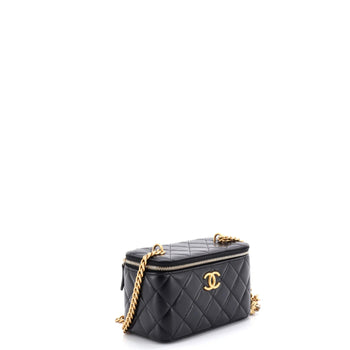 Chanel All Slide Long Vanity Case With Chain Quilted Lambskin Small