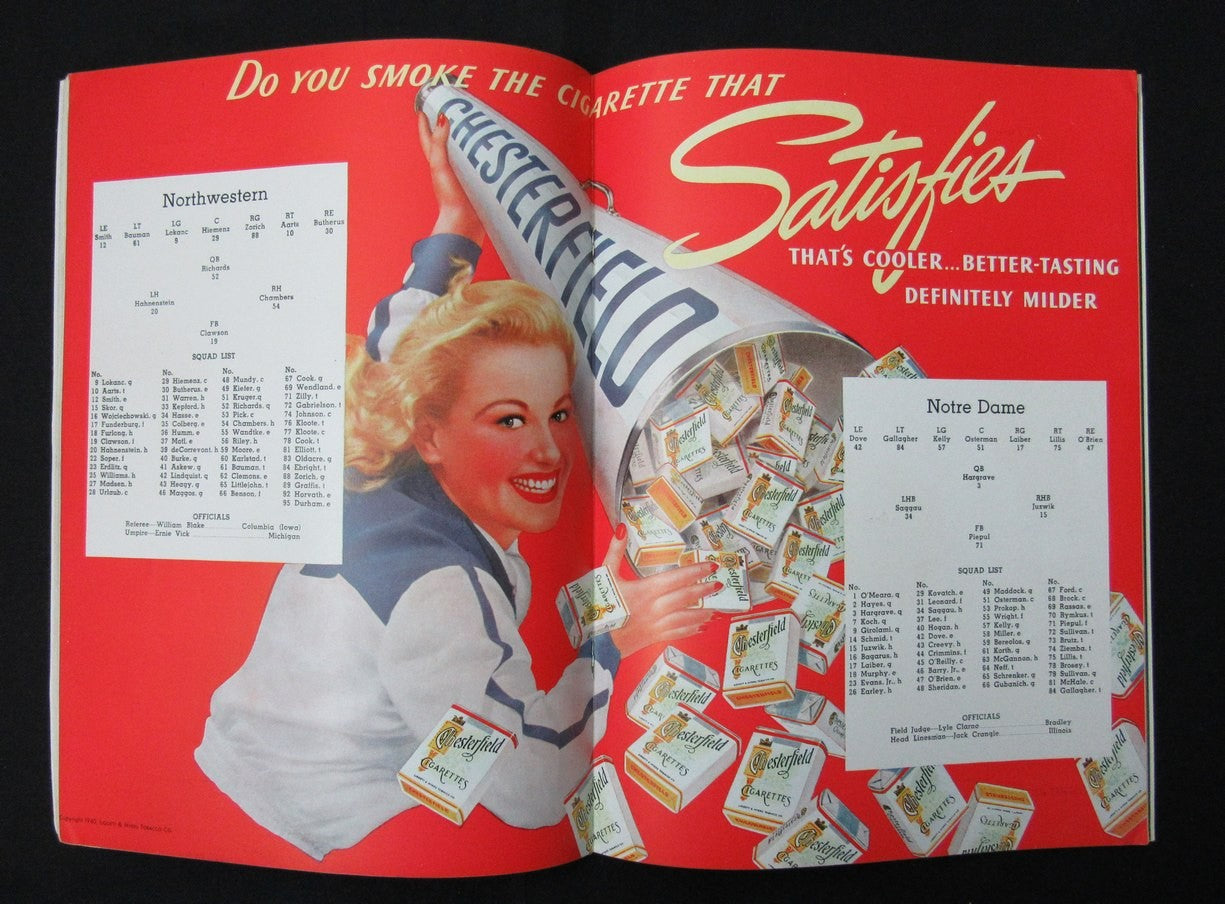 11/23/1940 Northwestern Vs. Notre Dame Program 185914
