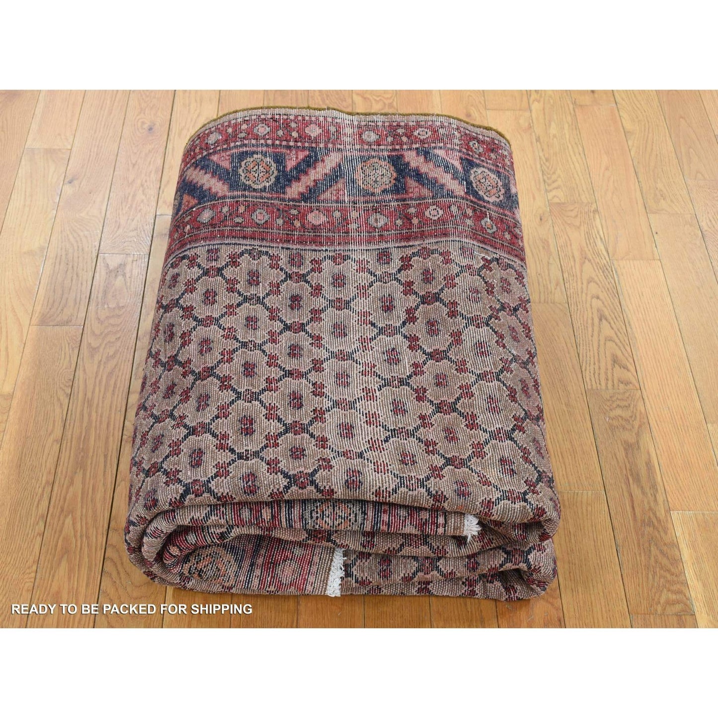 5'X9'6" Brown New Zoroastrian Serrib Pure Wool Hand Knotted Runner Rug