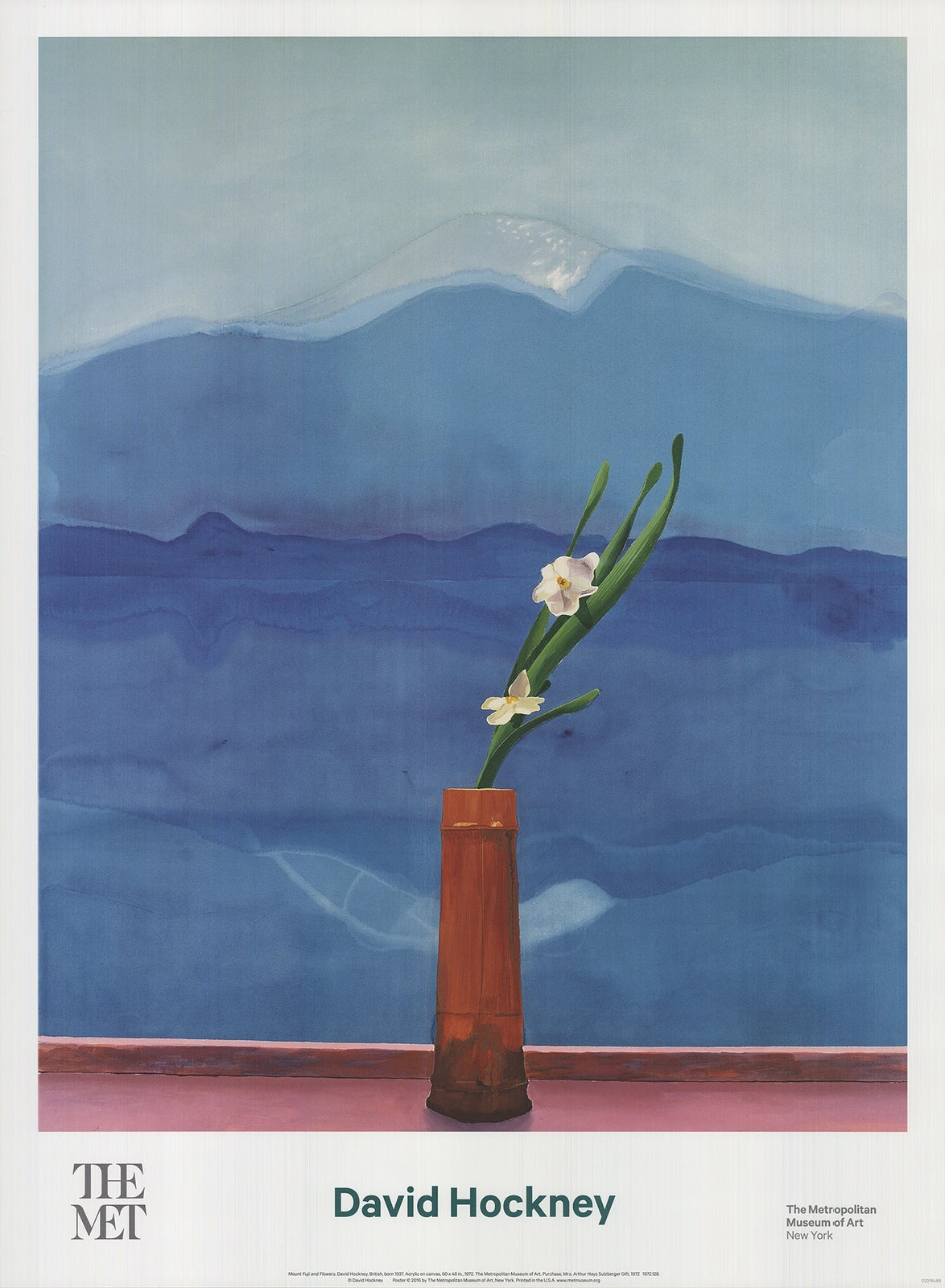 David Hockney Mount Fuji And Flowers " Poster Pop Art Blue Red Fl