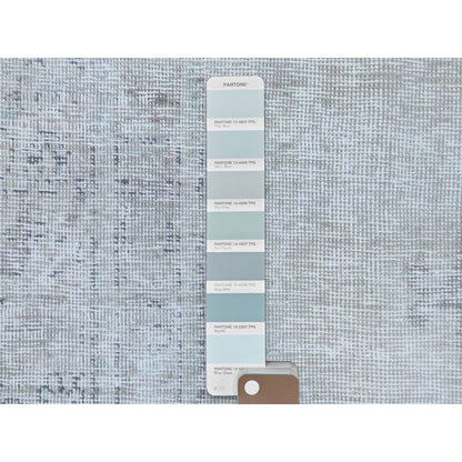 7'1"X10'8" Gray Old Farsian Hand Knotted Worn Down Wool Distressed Rug