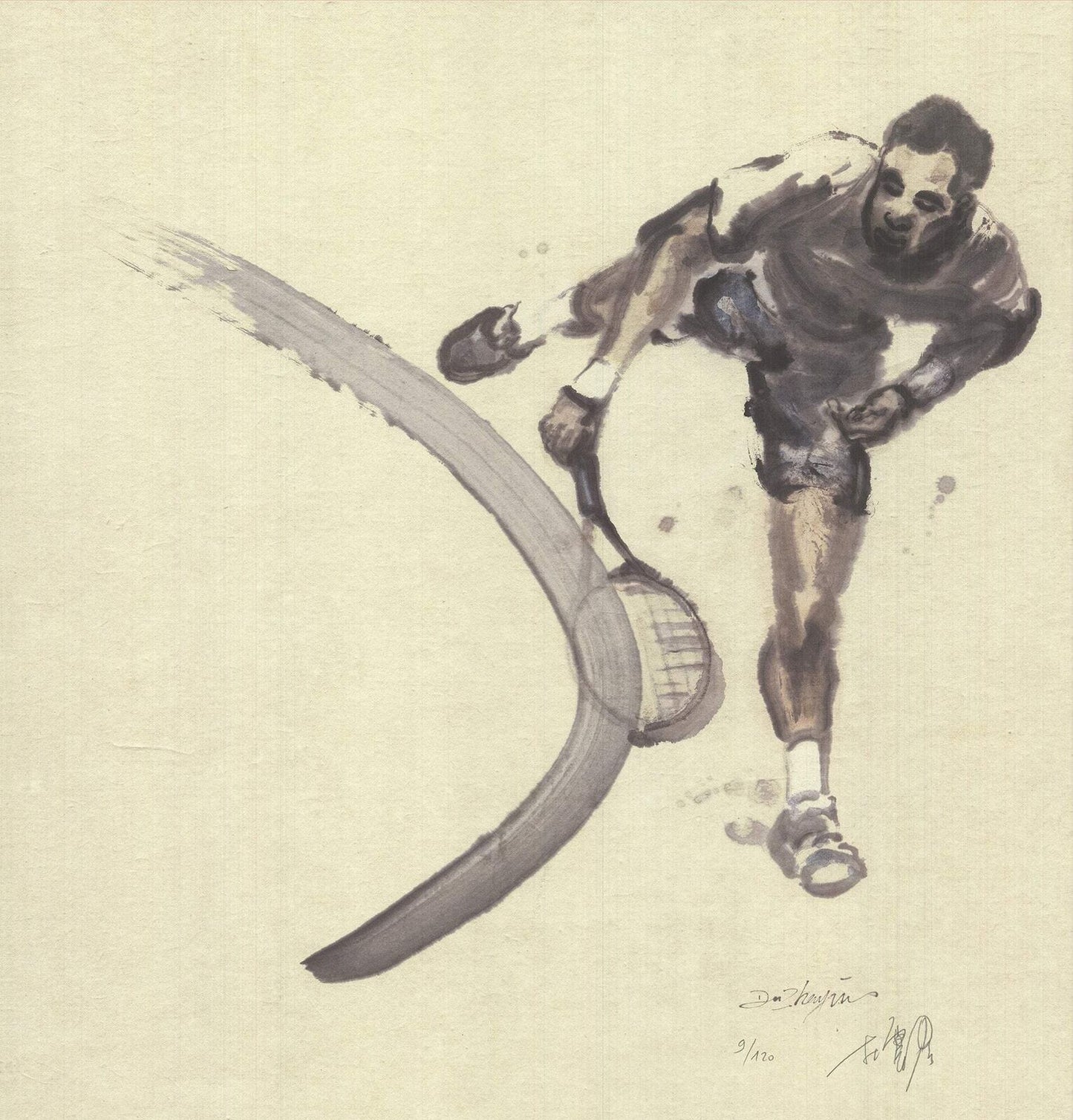 Du Zhenjun Roland Garros French Open Signed " Offset Lithograph 201