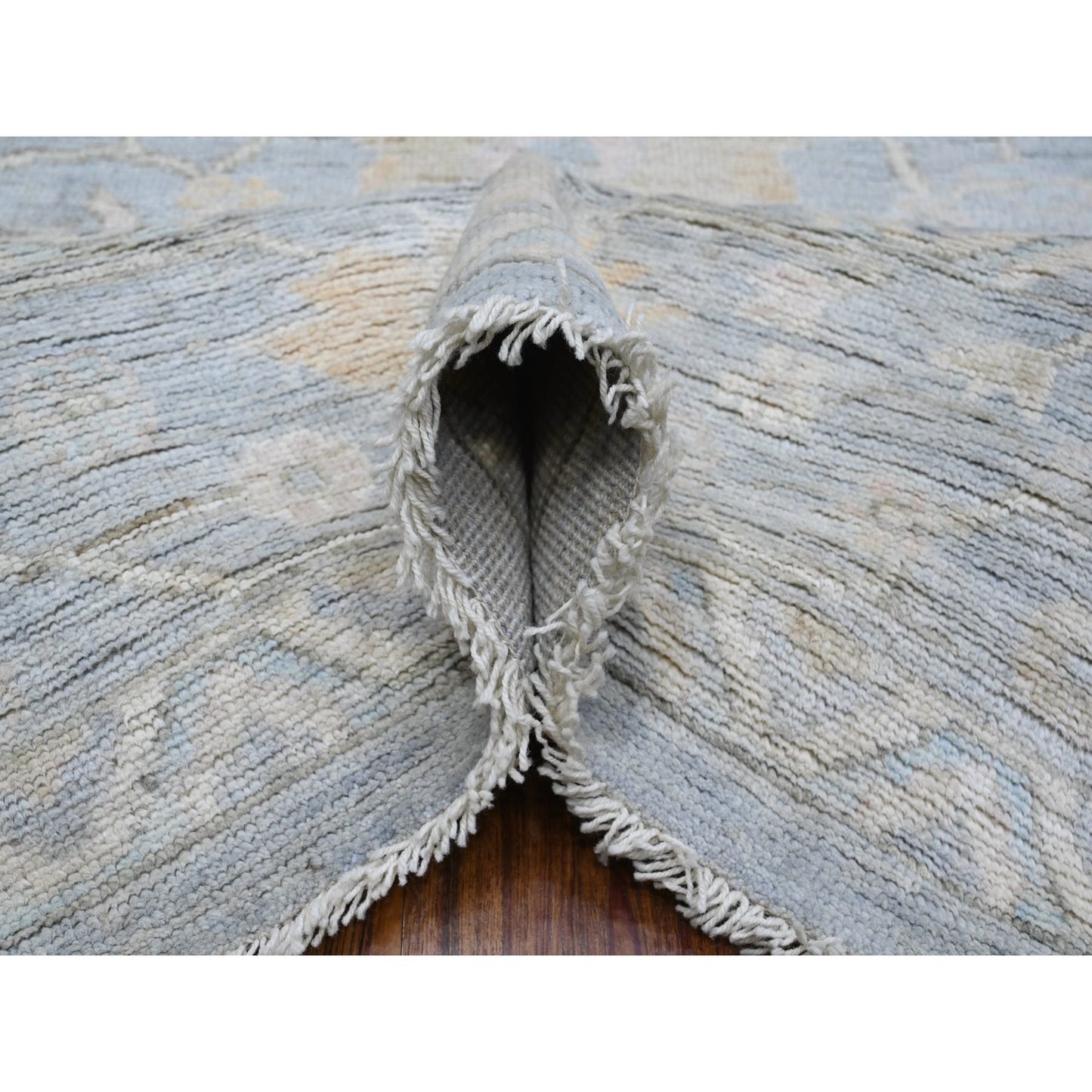 8'1"X10' Blue Gray Wool Weft Afghan Angora Oushak Oriental Rug