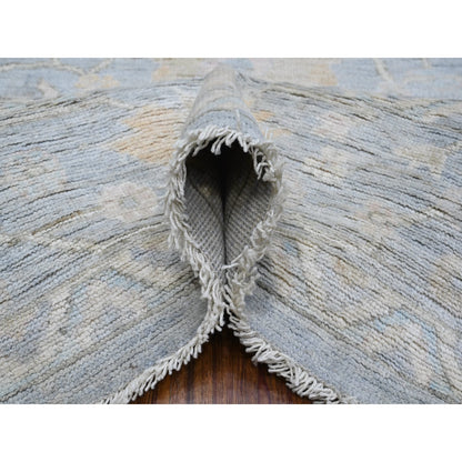 8'1"X10' Blue Gray Wool Weft Afghan Angora Oushak Oriental Rug