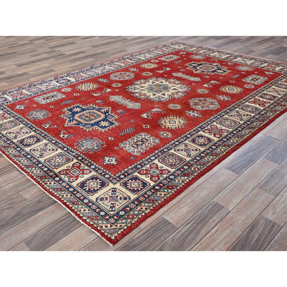 6'X9' Red Afghan Special Kazak Medallions Design 100% Wool Hand Knotted Rug