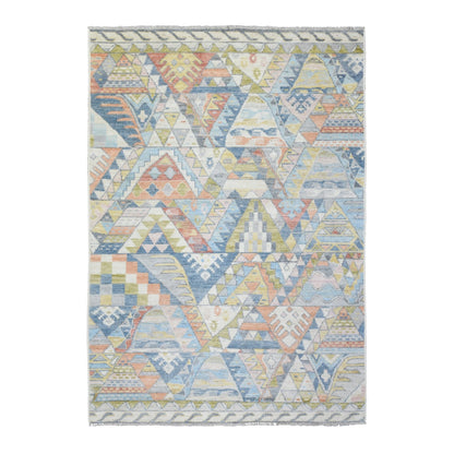 6'1"X8'8" Colorful Hand Knotted Anatolian Village Inspired Wool Rug