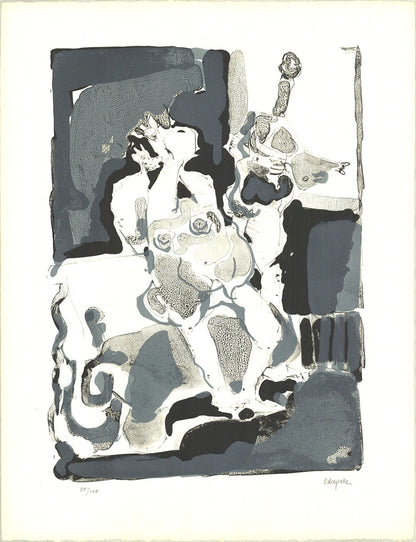 Paul Rebeyrolle Nu Assis (Seated Nude) Signed " Lithograph Contempo