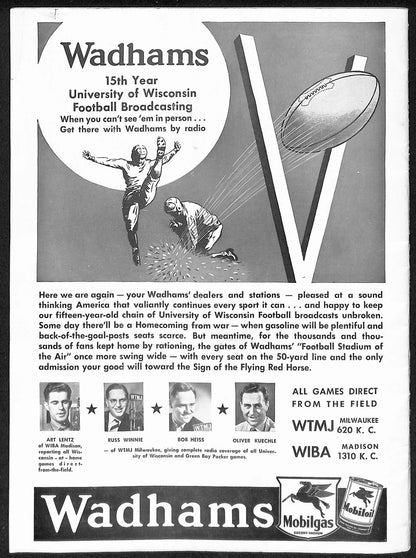 1943 Wisconsin Vs Notre Dame Vintage College Football Program 196437