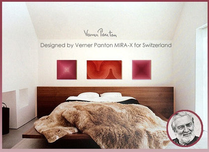 Vintage Verner Panton Mira X Kurven 23In Red Wall Art Board Fabric Mid Century