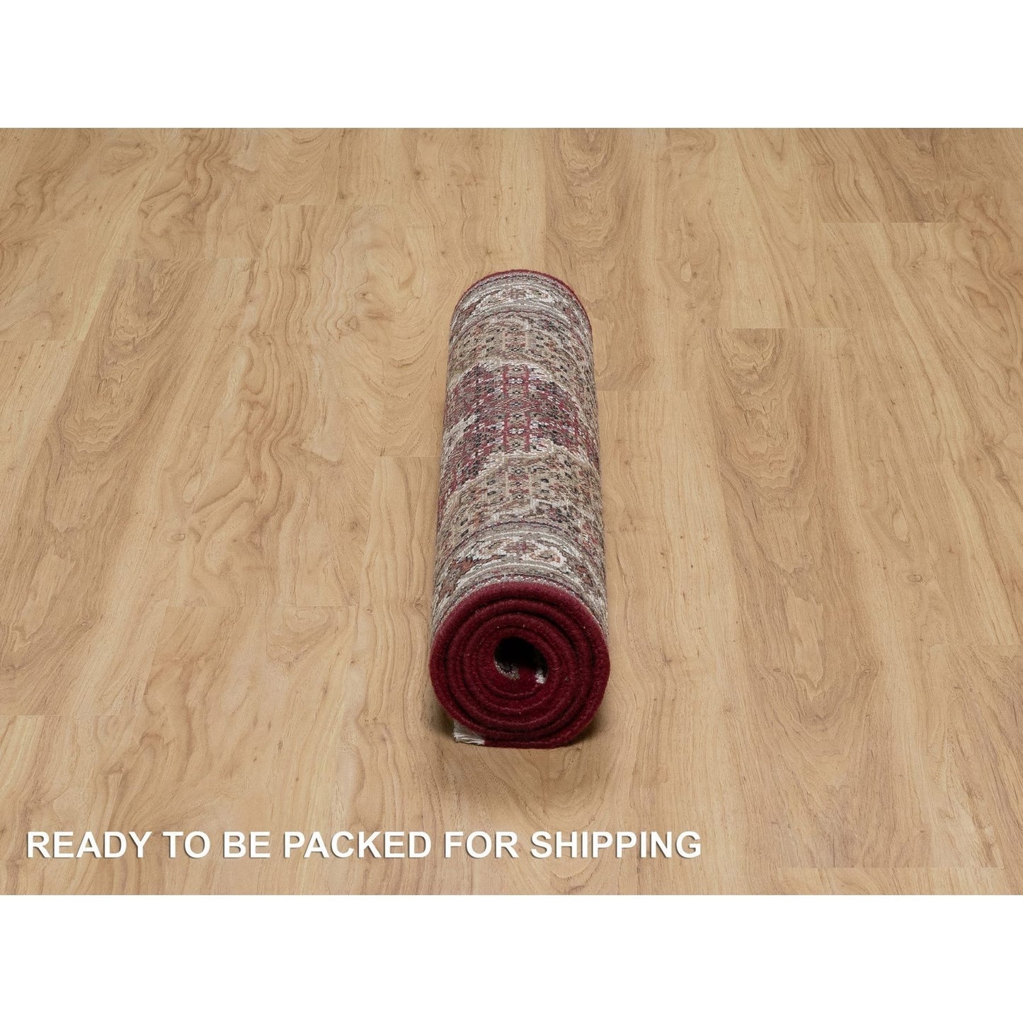 2'10"X5'1" Carmine Red Wool Tebraz Mahi With Fish Design Hand Knotted Rug