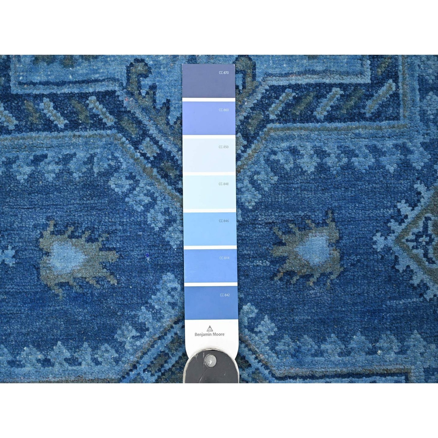 6'2"X8'5" Blue Overdyed Kazak Star Design Hand Knotted 100% Wool Rug