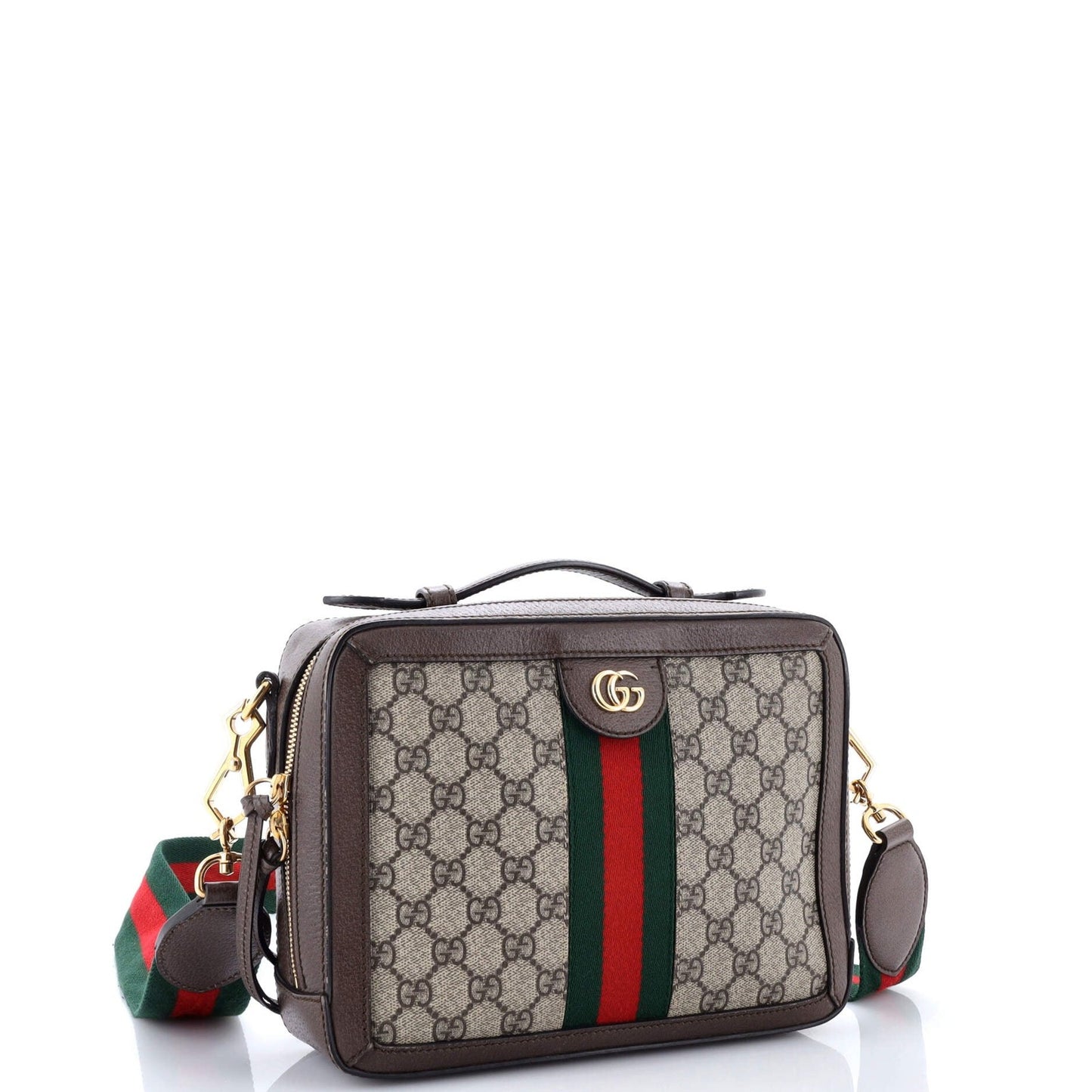Gucci Ophidia Zip Around Camera Bag Gg Coated Canvas Small