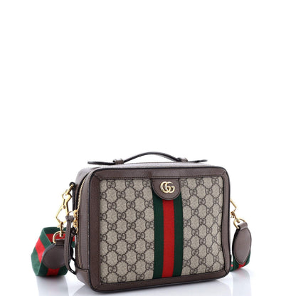 Gucci Ophidia Zip Around Camera Bag Gg Coated Canvas Small