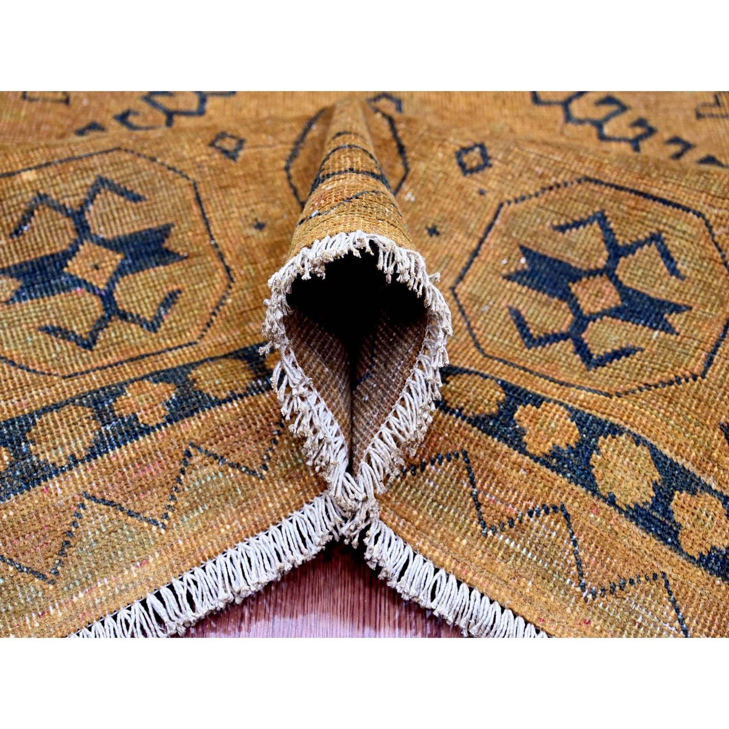 8'X9'5" Brown Overdyed Kazak Medallions Design Hand Knotted 100% Wool Rug