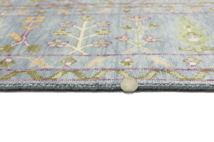 Hand-Knotted Gray Floral Chobi Oriental Rug